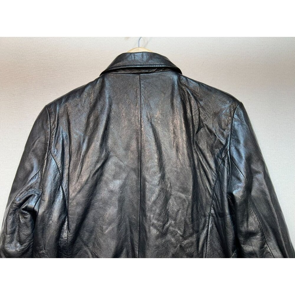 Nine West Women's Classic Leather Jacket Size L Black Full Zipper - Picture 10 of 11